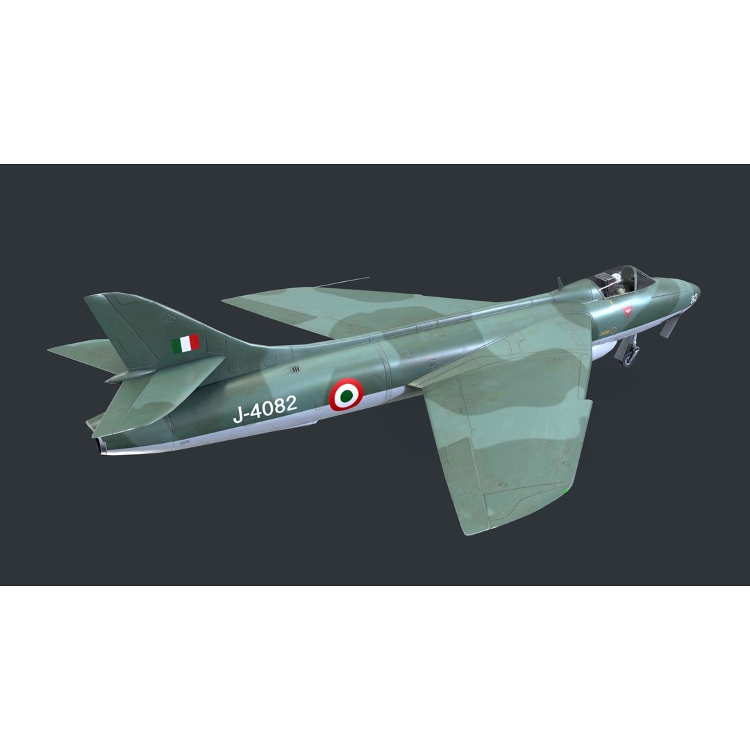 Hawker Hunter MK56 3D Model – Low Poly Game-Ready Aircraft, FBX - View 5