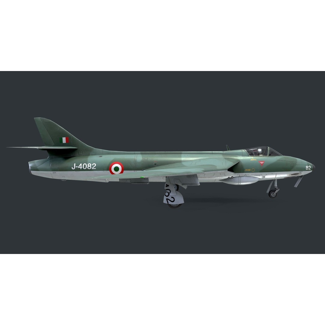 Hawker Hunter MK56 3D Model – Low Poly Game-Ready Aircraft, FBX - View 6