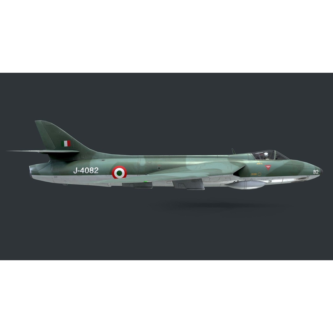 Hawker Hunter MK56 3D Model – Low Poly Game-Ready Aircraft, FBX - View 7