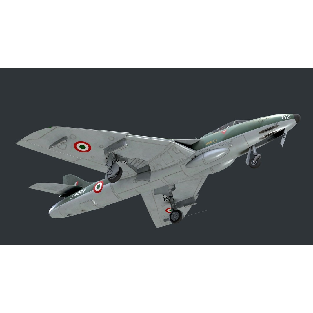 Hawker Hunter MK56 3D Model – Low Poly Game-Ready Aircraft, FBX - View 8