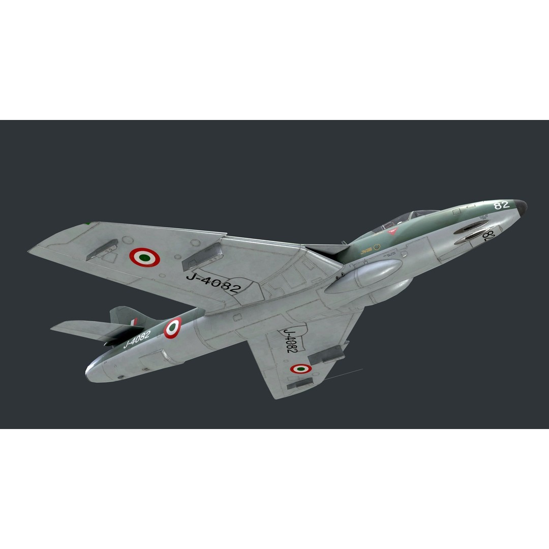 Hawker Hunter MK56 3D Model – Low Poly Game-Ready Aircraft, FBX - View 9