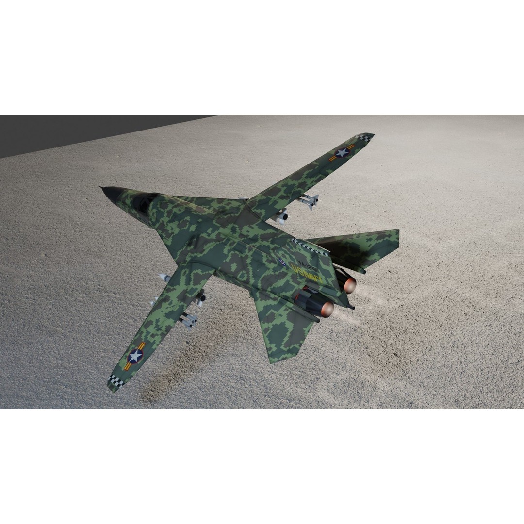 General Dynamics F-111 Aardvark 3D Model – Low Poly Military Aircraft, FBX - View 18