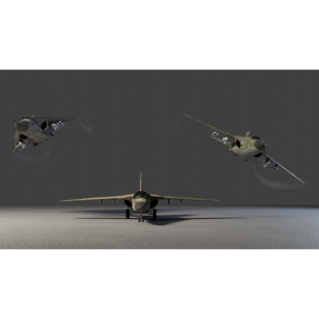 General Dynamics F-111 Aardvark 3D Model – Low Poly Military Aircraft, FBX - View 3