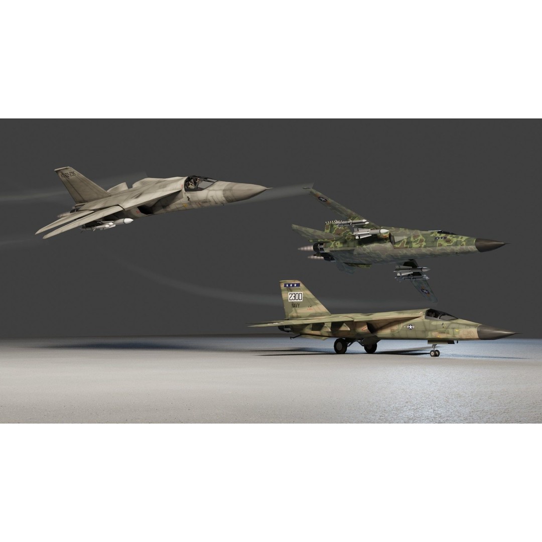 General Dynamics F-111 Aardvark 3D Model – Low Poly Military Aircraft, FBX - View 4