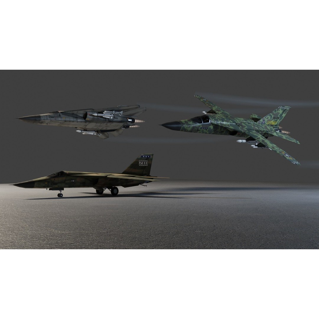 General Dynamics F-111 Aardvark 3D Model – Low Poly Military Aircraft, FBX - View 5