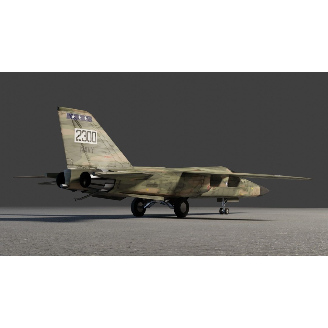 General Dynamics F-111 Aardvark 3D Model – Low Poly Military Aircraft, FBX - View 9
