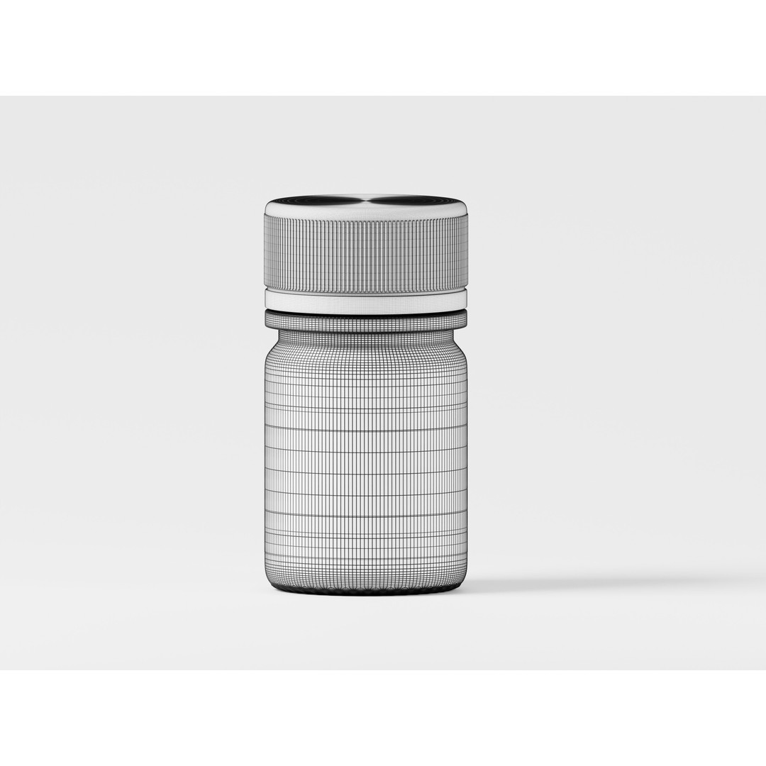 Amber Glass Medicine Bottle 3D Model – Low Poly PBR Asset, OBJ/FBX - View 4