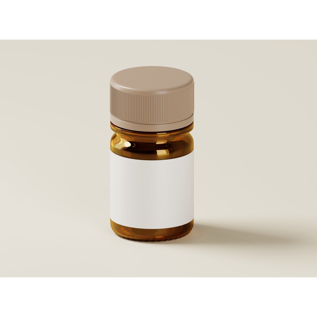 Amber Glass Medicine Bottle 3D Model – Low Poly PBR Asset, OBJ/FBX - View 5