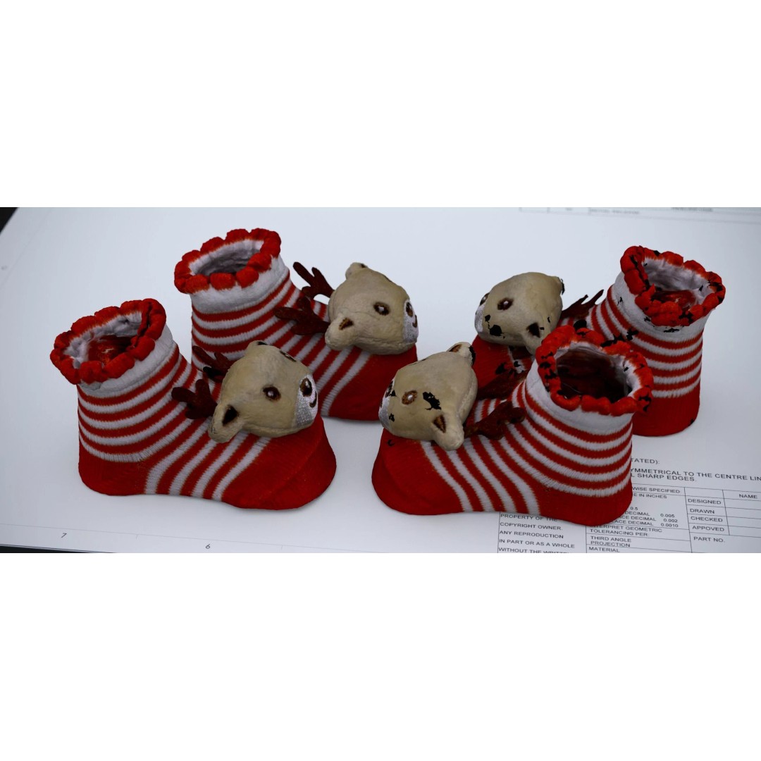 Christmas Raindeer Socks 3D Model – Festive Ornament, FBX & OBJ Formats - View 10
