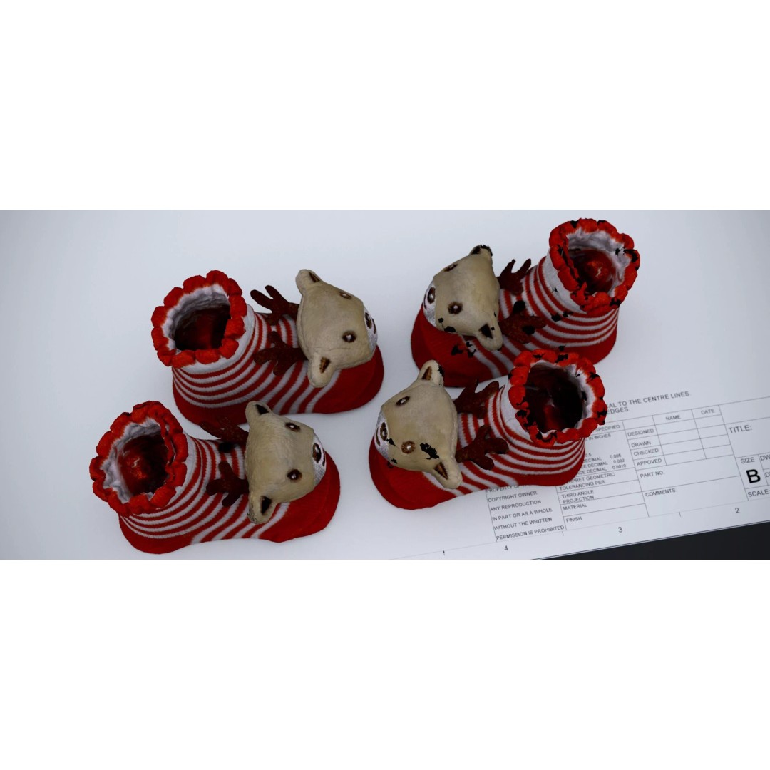 Christmas Raindeer Socks 3D Model – Festive Ornament, FBX & OBJ Formats - View 3