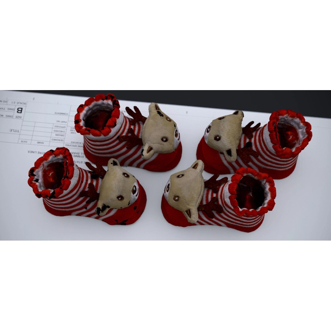 Christmas Raindeer Socks 3D Model – Festive Ornament, FBX & OBJ Formats - View 6