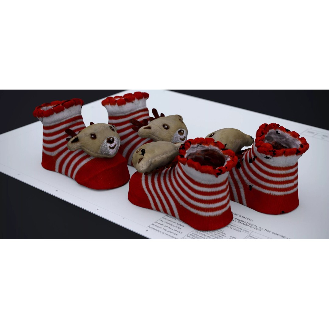 Christmas Raindeer Socks 3D Model – Festive Ornament, FBX & OBJ Formats - View 8