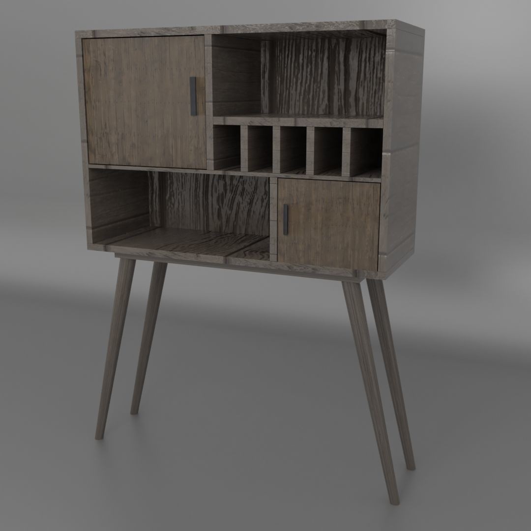 Cabinet 3D Model – Low Poly Furniture, PBR Textured, FBX - View 19