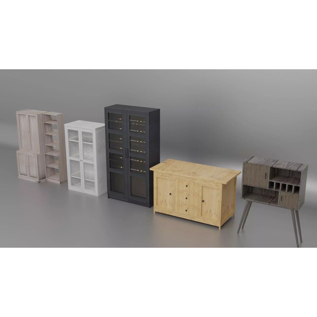 Cabinet 3D Model – Low Poly Furniture, PBR Textured, FBX - View 2