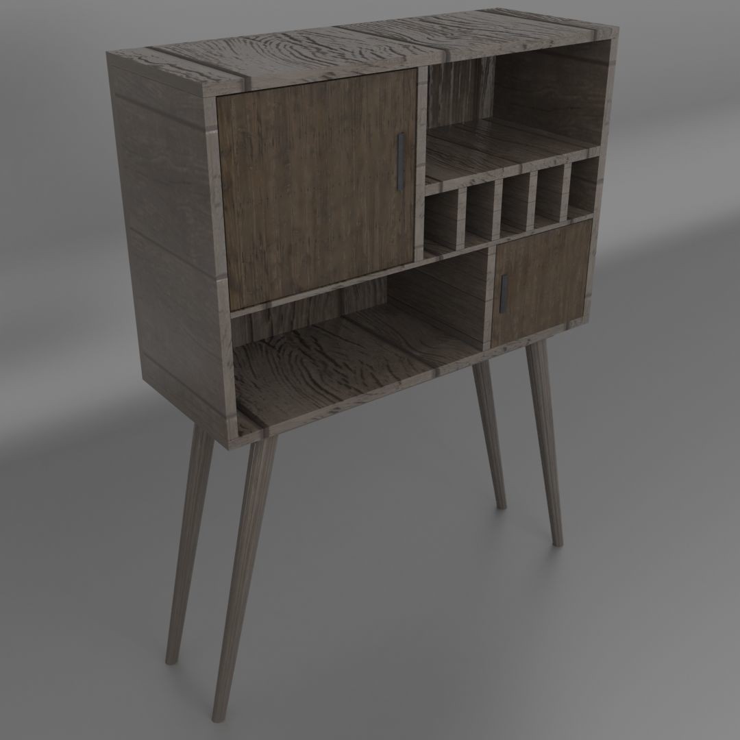 Cabinet 3D Model – Low Poly Furniture, PBR Textured, FBX - View 20