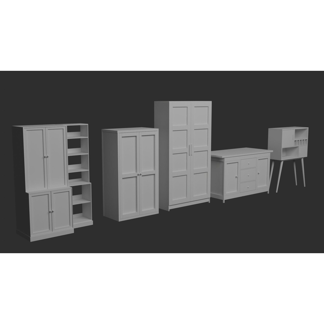 Cabinet 3D Model – Low Poly Furniture, PBR Textured, FBX - View 4