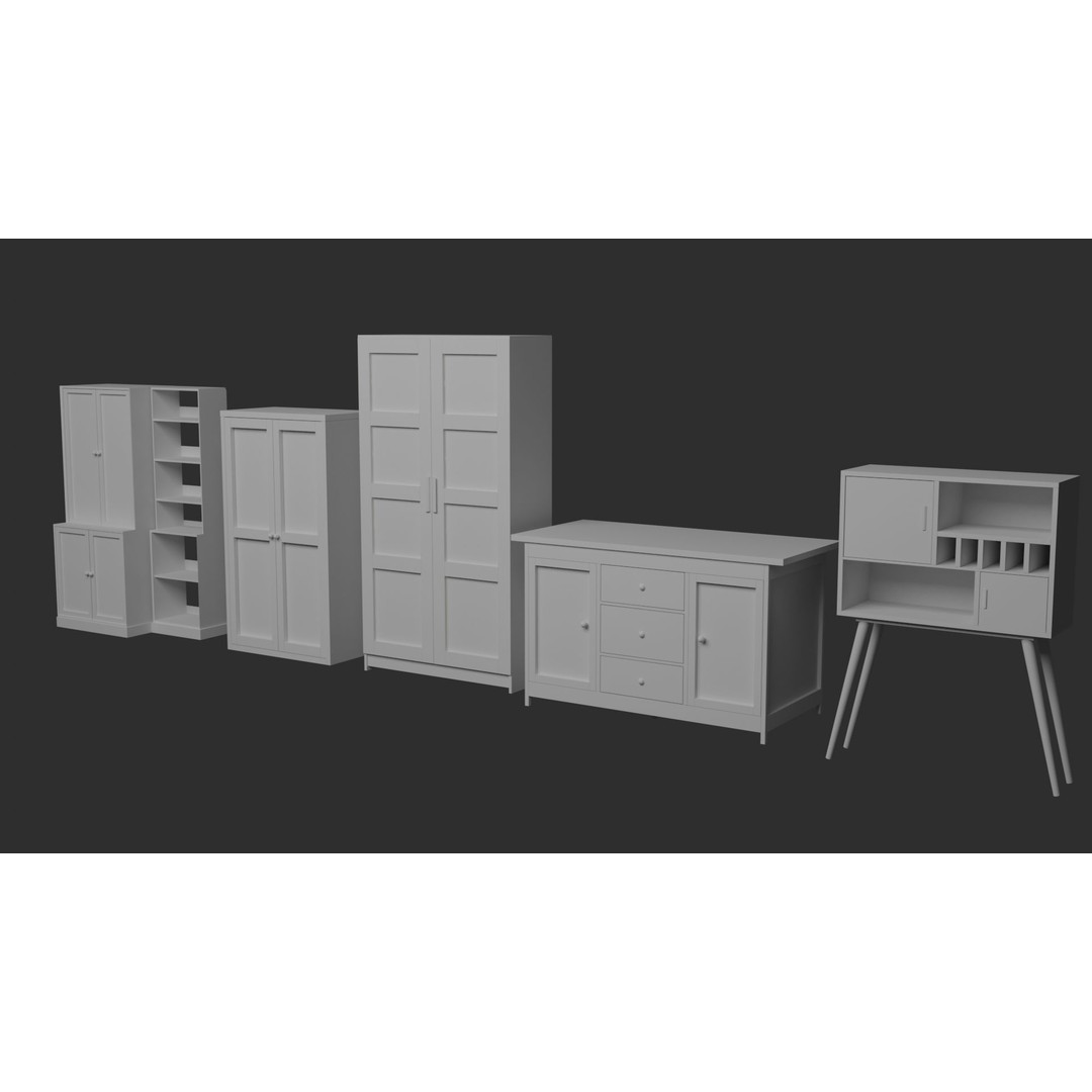 Cabinet 3D Model – Low Poly Furniture, PBR Textured, FBX - View 5