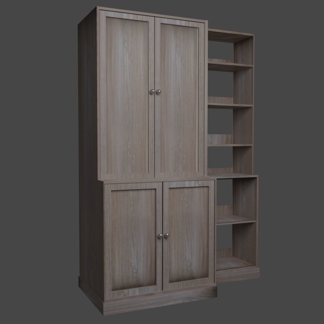 Cabinet 3D Model – Low Poly Furniture, PBR Textured, FBX - View 7