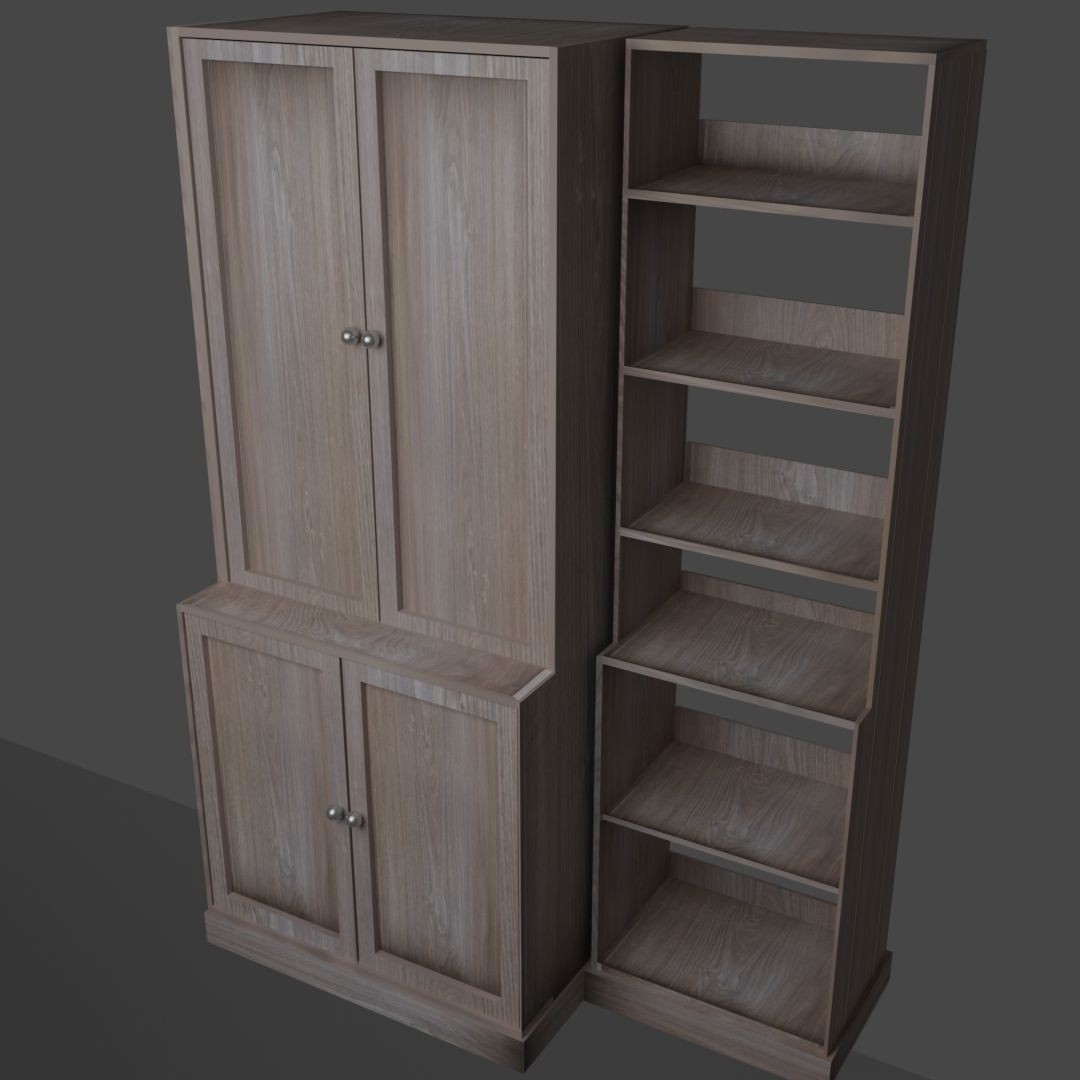 Cabinet 3D Model – Low Poly Furniture, PBR Textured, FBX - View 8