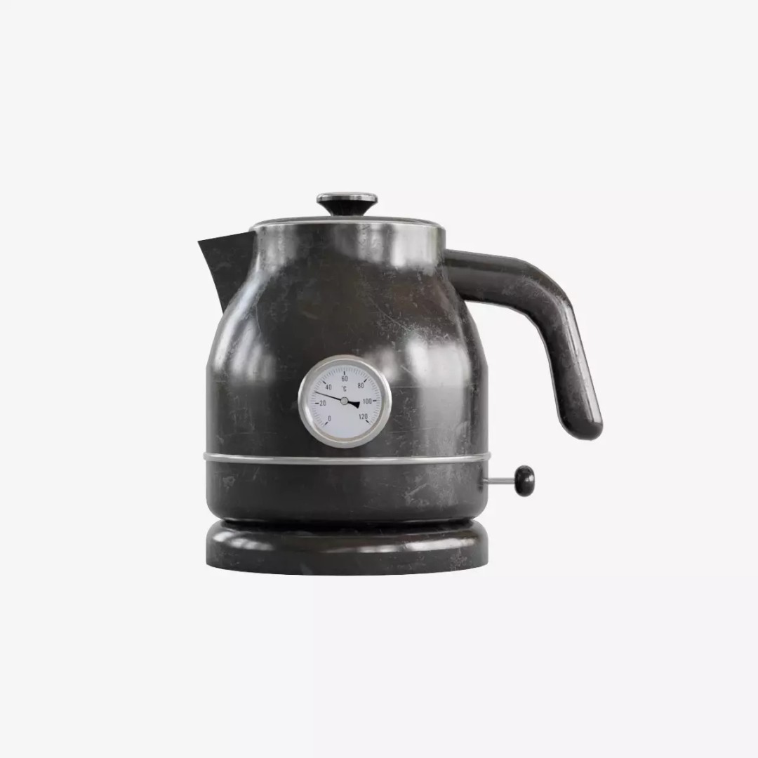 Scuffed Plastic Kettle 3D Model – Low Poly Game Asset, FBX - View 2