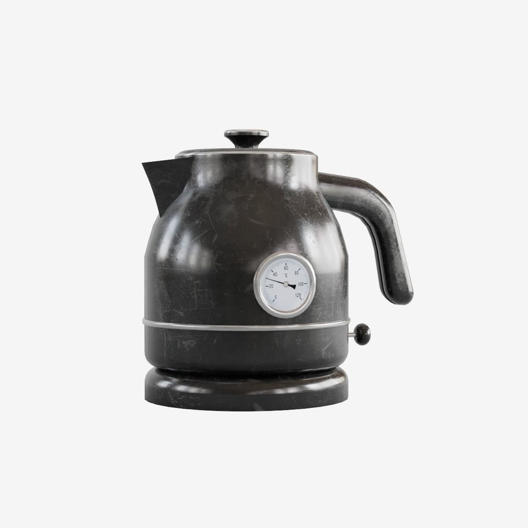 Scuffed Plastic Kettle 3D Model – Low Poly Game Asset, FBX - View 3