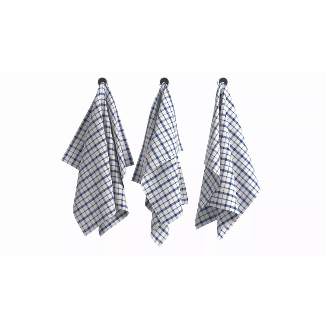 Tea Towels 3D Model – Low Poly Kitchenware with PBR Textures, FBX - View 2