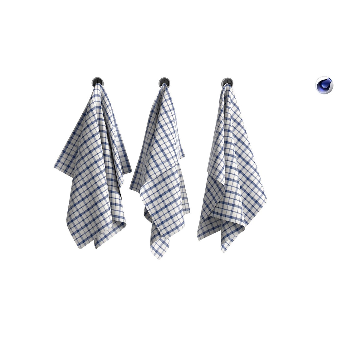 Tea Towels 3D Model – Low Poly Kitchenware with PBR Textures, FBX - View 3