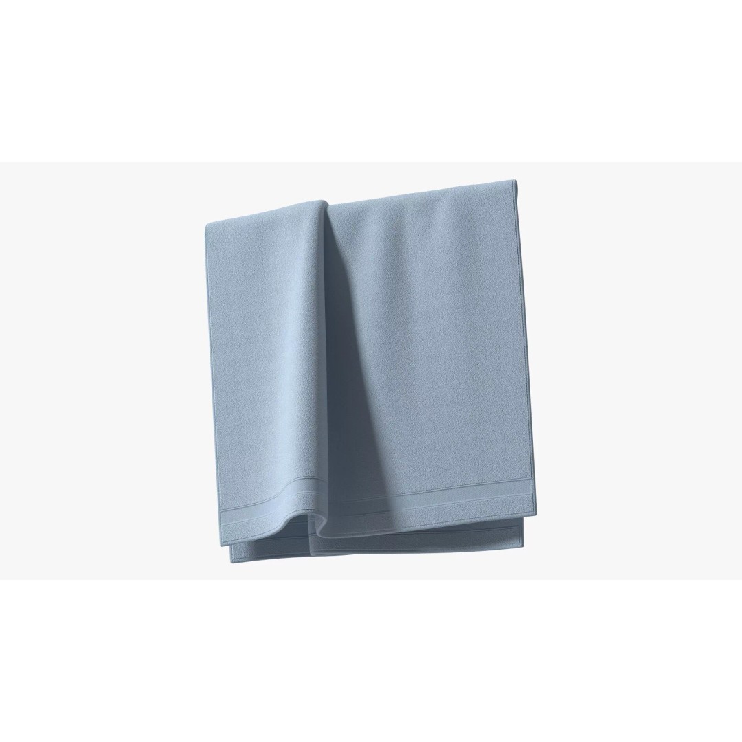Relaxed Hanging Towels 3D Model – Smooth Fold Blue Cotton, PBR Textures - View 2