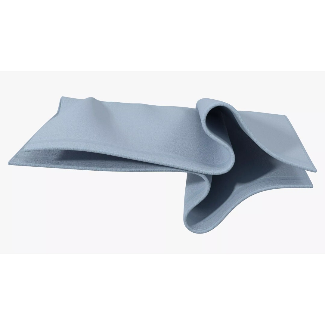 Relaxed Hanging Towels 3D Model – Smooth Fold Blue Cotton, PBR Textures - View 6
