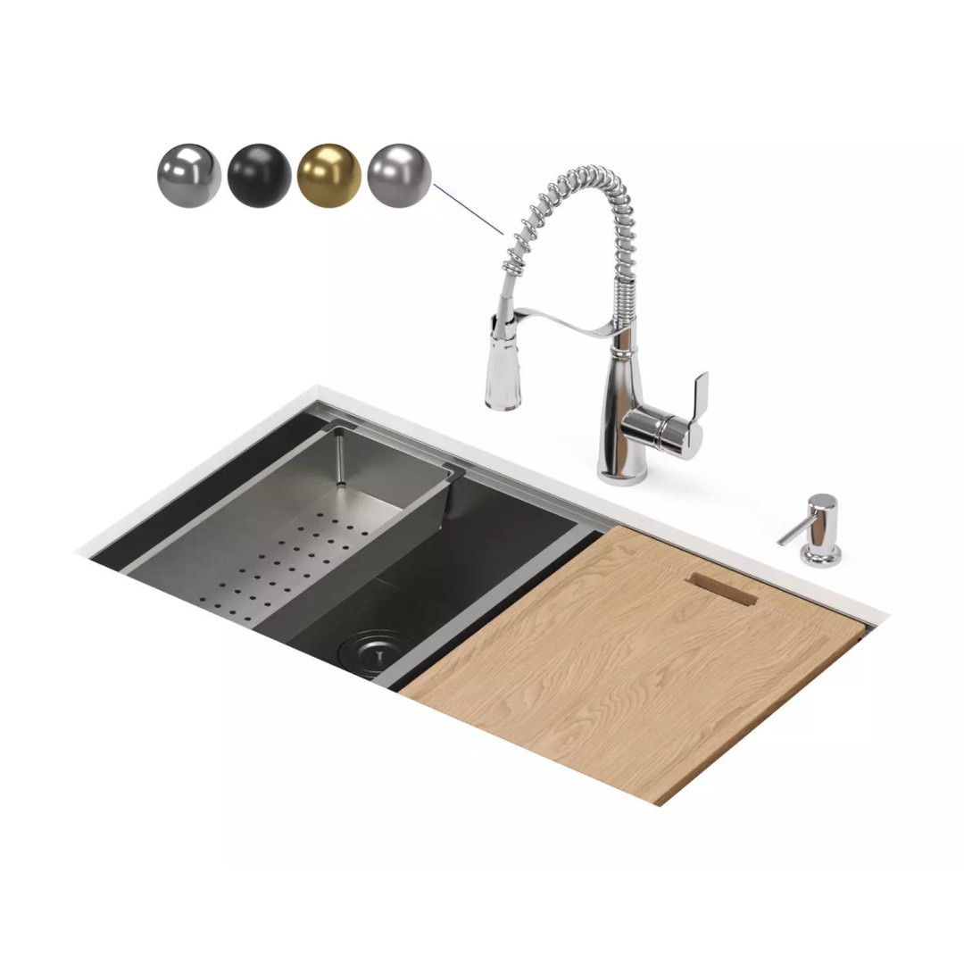 MOEN Kitchen Sink 3D Model – Modern Undermount Design, FBX and OBJ - View 2