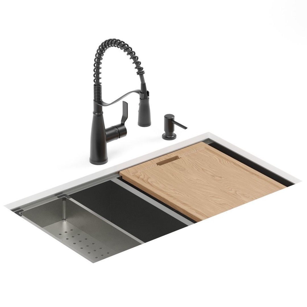 MOEN Kitchen Sink 3D Model – Modern Undermount Design, FBX and OBJ - View 4