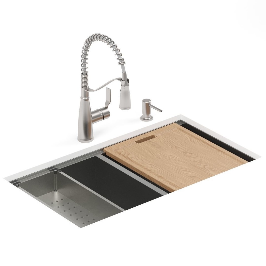 MOEN Kitchen Sink 3D Model – Modern Undermount Design, FBX and OBJ - View 5
