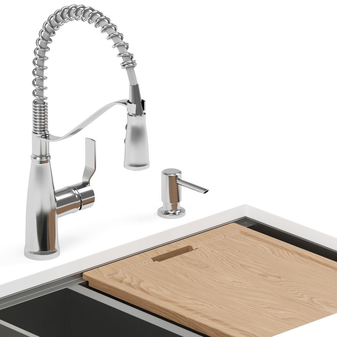 MOEN Kitchen Sink 3D Model – Modern Undermount Design, FBX and OBJ - View 6