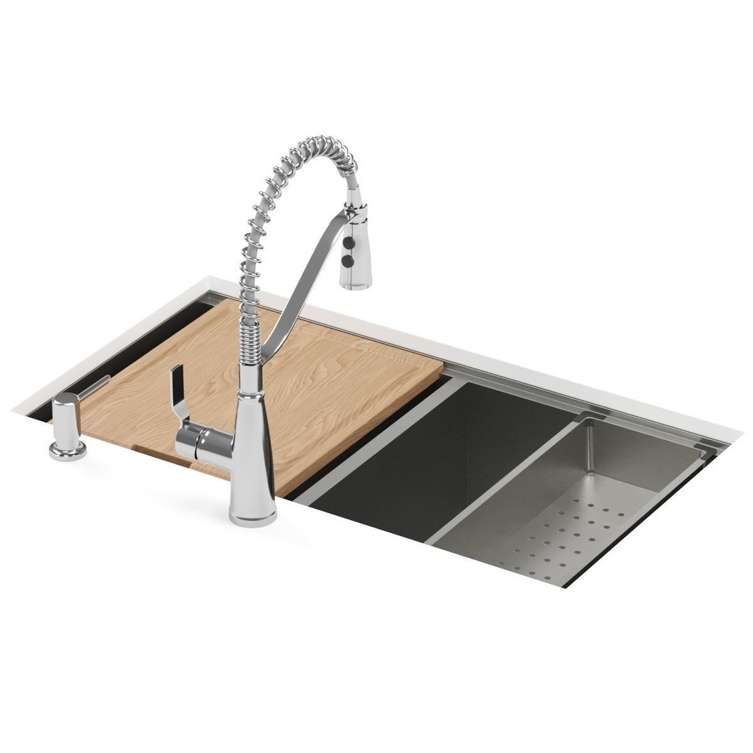 MOEN Kitchen Sink 3D Model – Modern Undermount Design, FBX and OBJ - View 7