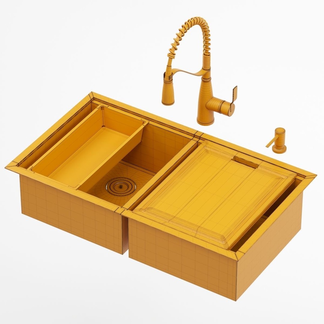 MOEN Kitchen Sink 3D Model – Modern Undermount Design, FBX and OBJ - View 8