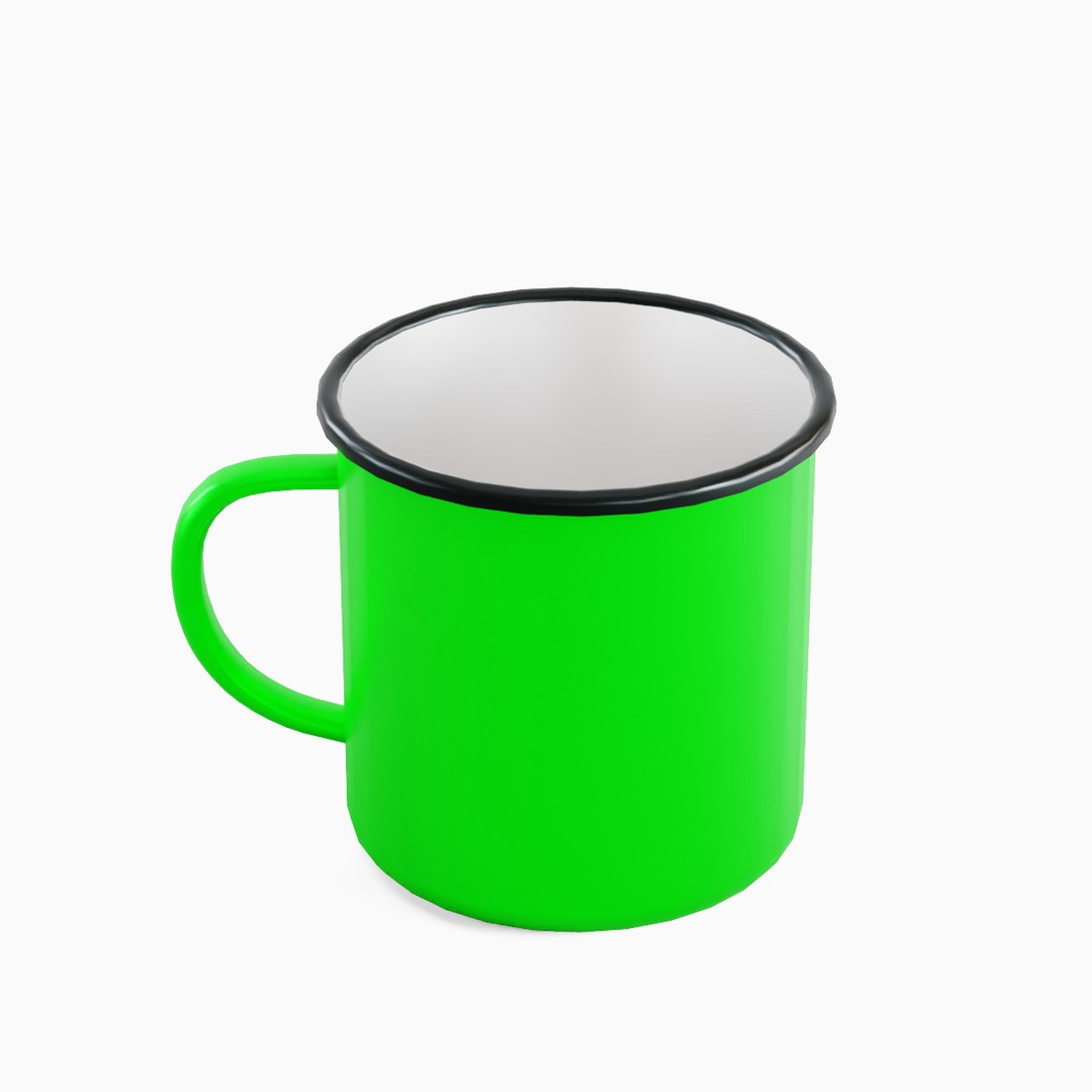 Iron Mug Set 3D Model – Low Poly Kitchenware, PBR Textures, FBX - View 19