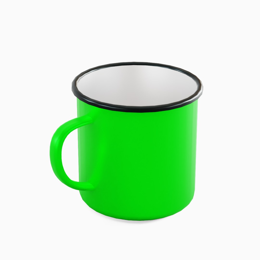 Iron Mug Set 3D Model – Low Poly Kitchenware, PBR Textures, FBX - View 20