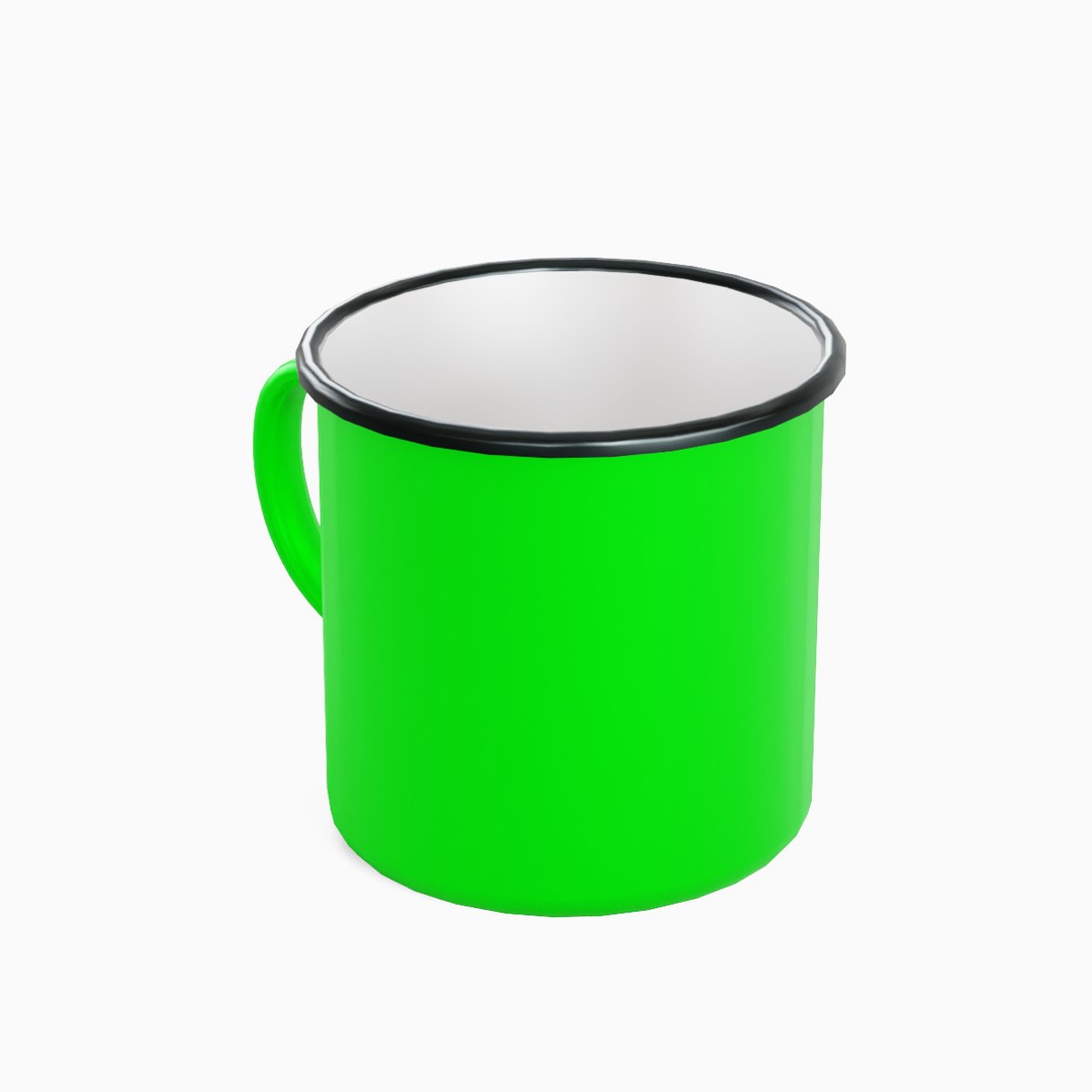 Iron Mug Set 3D Model – Low Poly Kitchenware, PBR Textures, FBX - View 21