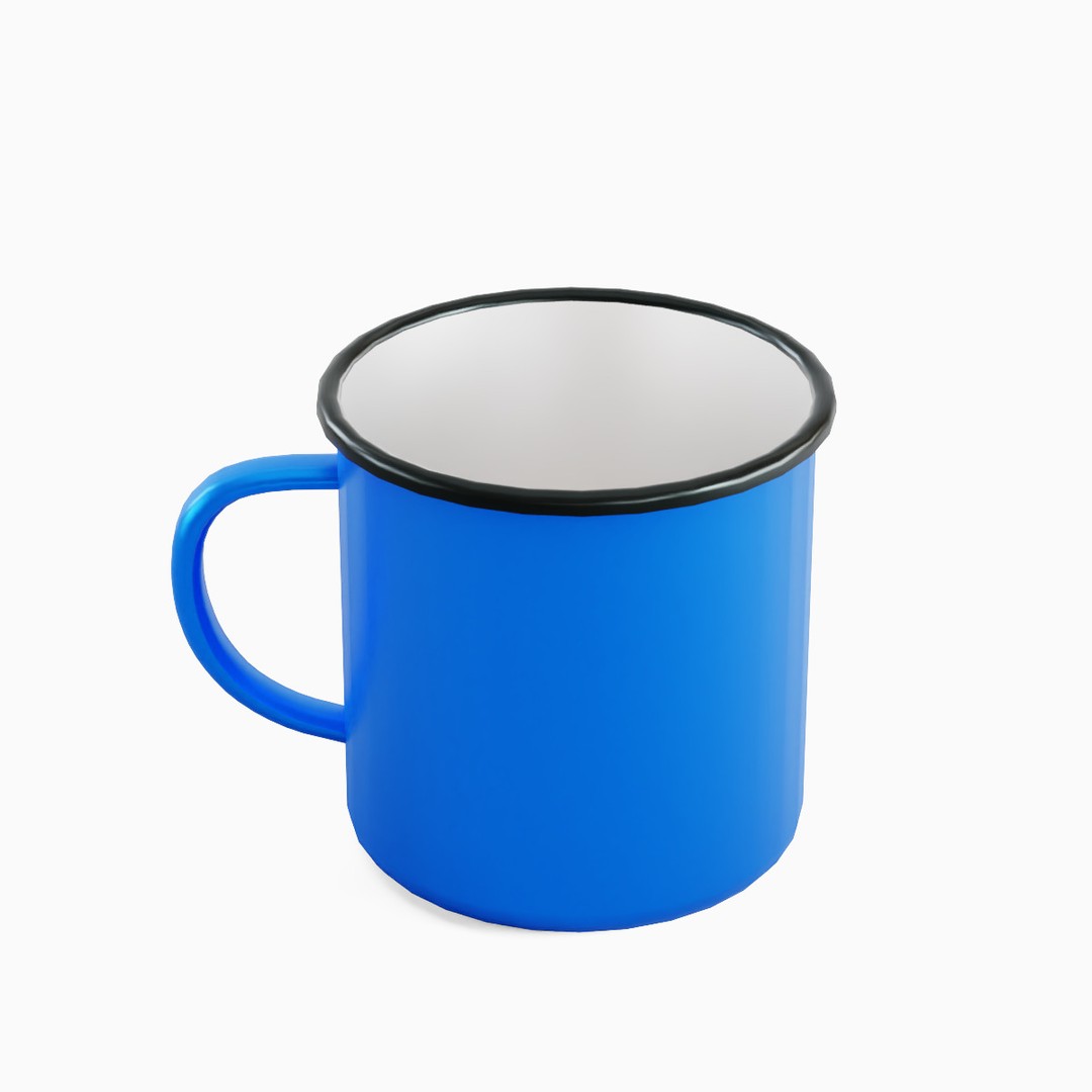 Iron Mug Set 3D Model – Low Poly Kitchenware, PBR Textures, FBX - View 25
