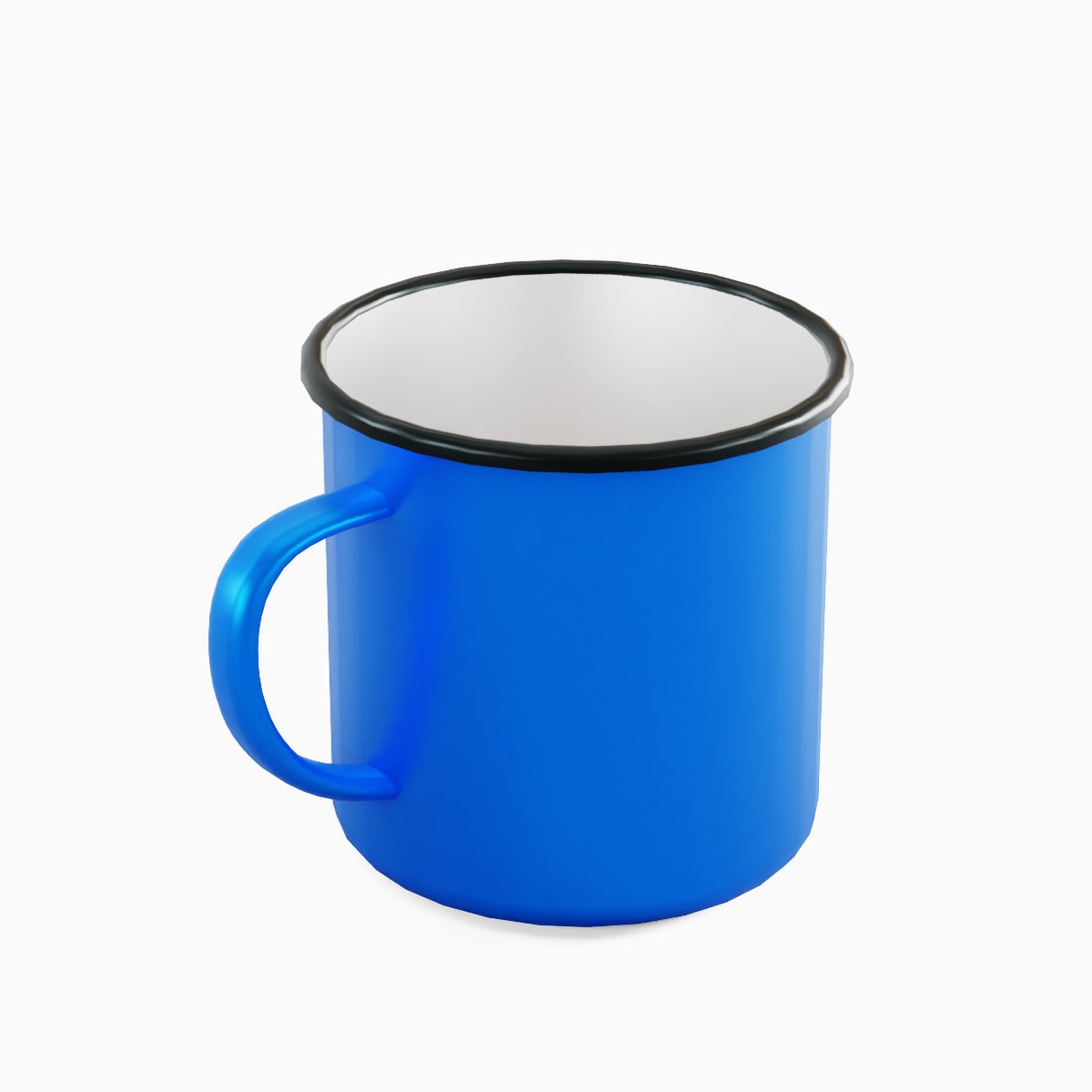 Iron Mug Set 3D Model – Low Poly Kitchenware, PBR Textures, FBX - View 26