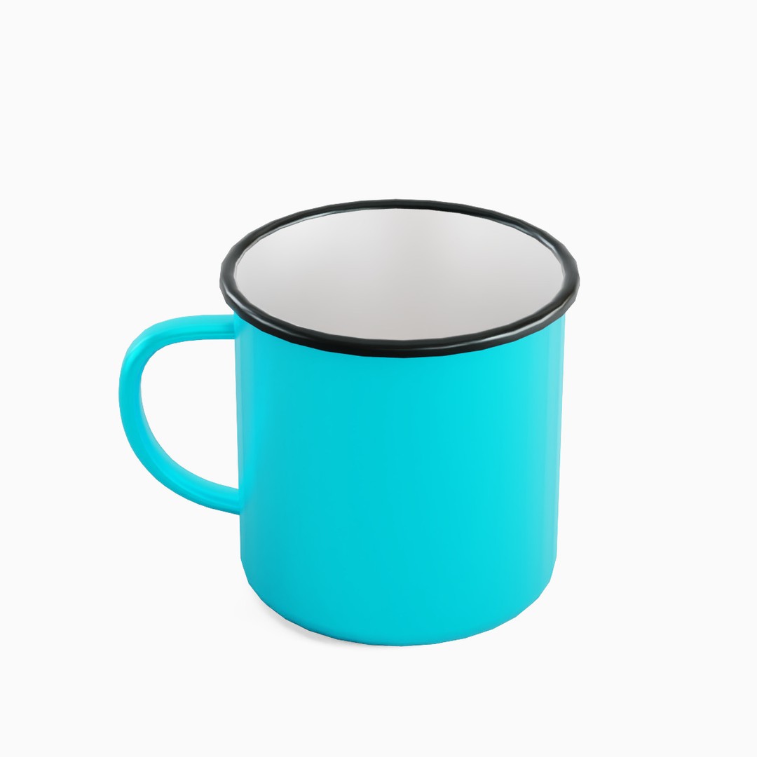 Iron Mug Set 3D Model – Low Poly Kitchenware, PBR Textures, FBX - View 49