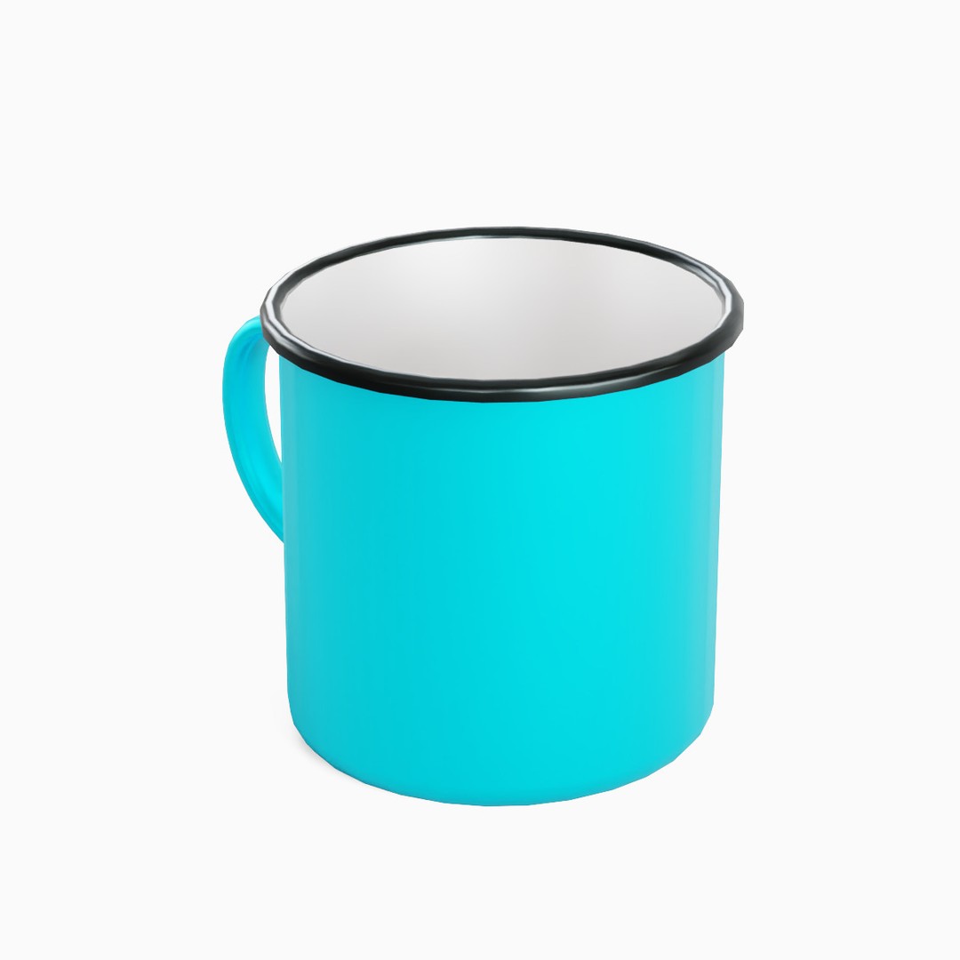Iron Mug Set 3D Model – Low Poly Kitchenware, PBR Textures, FBX - View 51