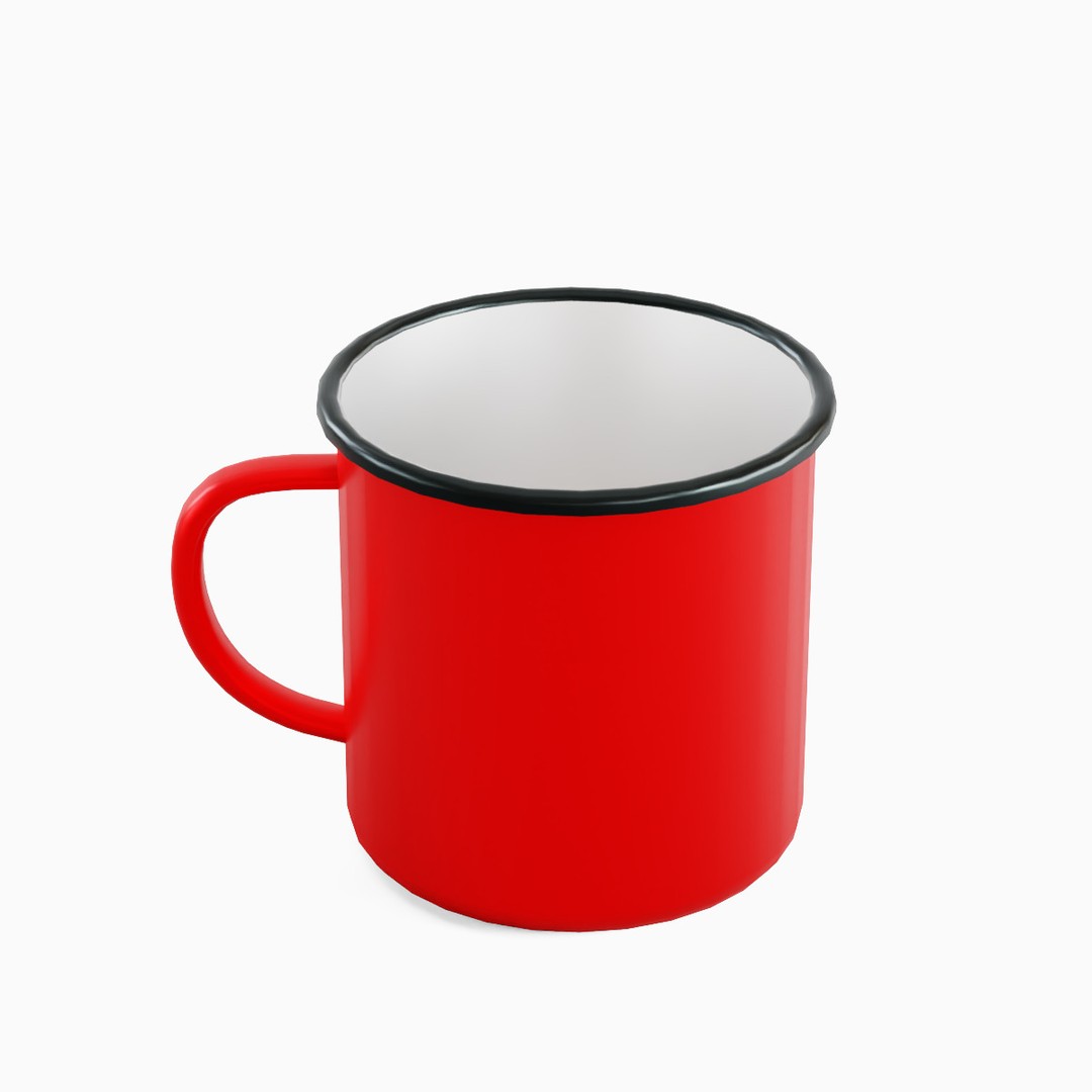 Iron Mug Set 3D Model – Low Poly Kitchenware, PBR Textures, FBX - View 7