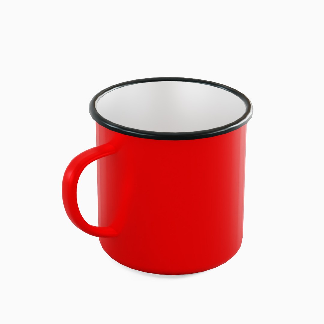 Iron Mug Set 3D Model – Low Poly Kitchenware, PBR Textures, FBX - View 8