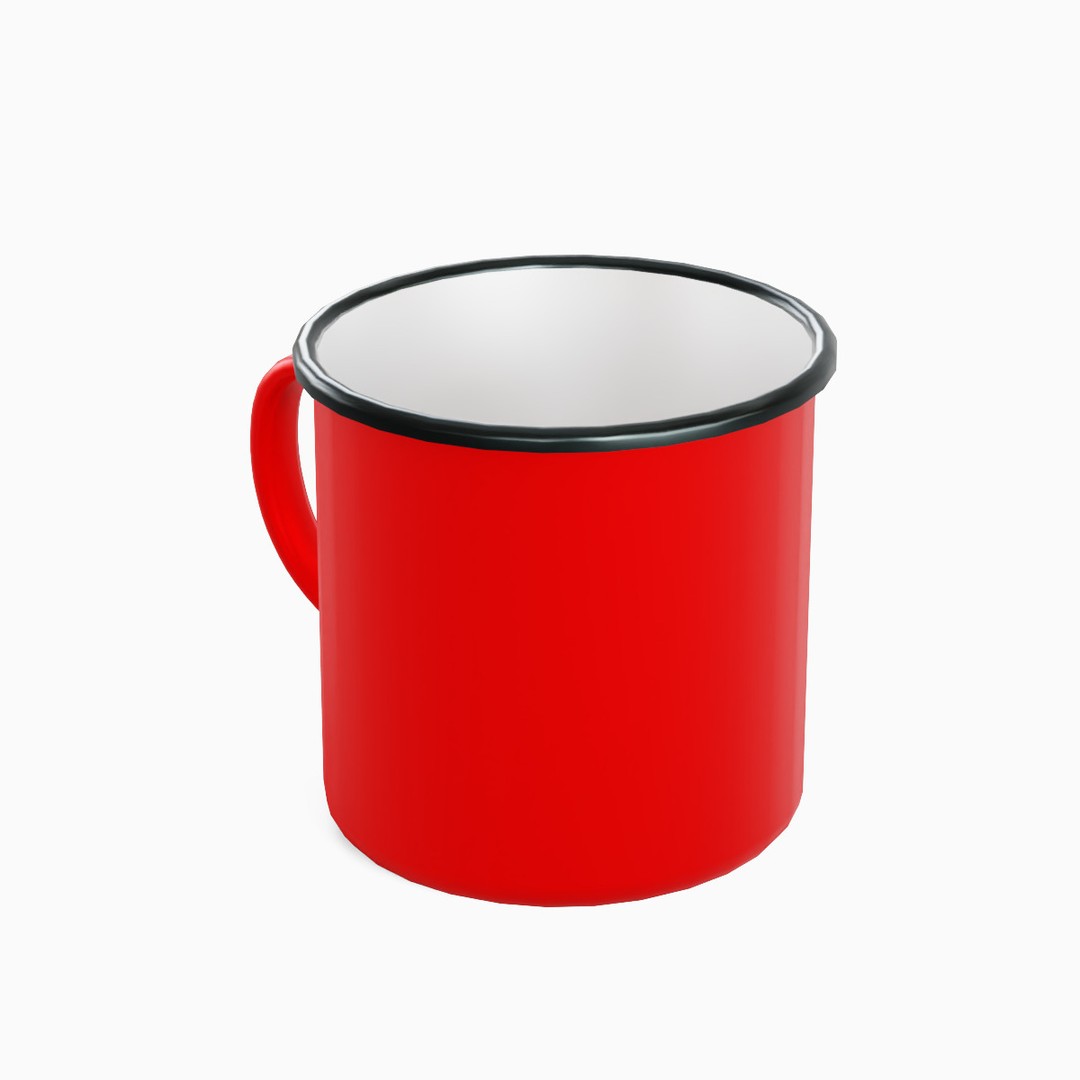 Iron Mug Set 3D Model – Low Poly Kitchenware, PBR Textures, FBX - View 9