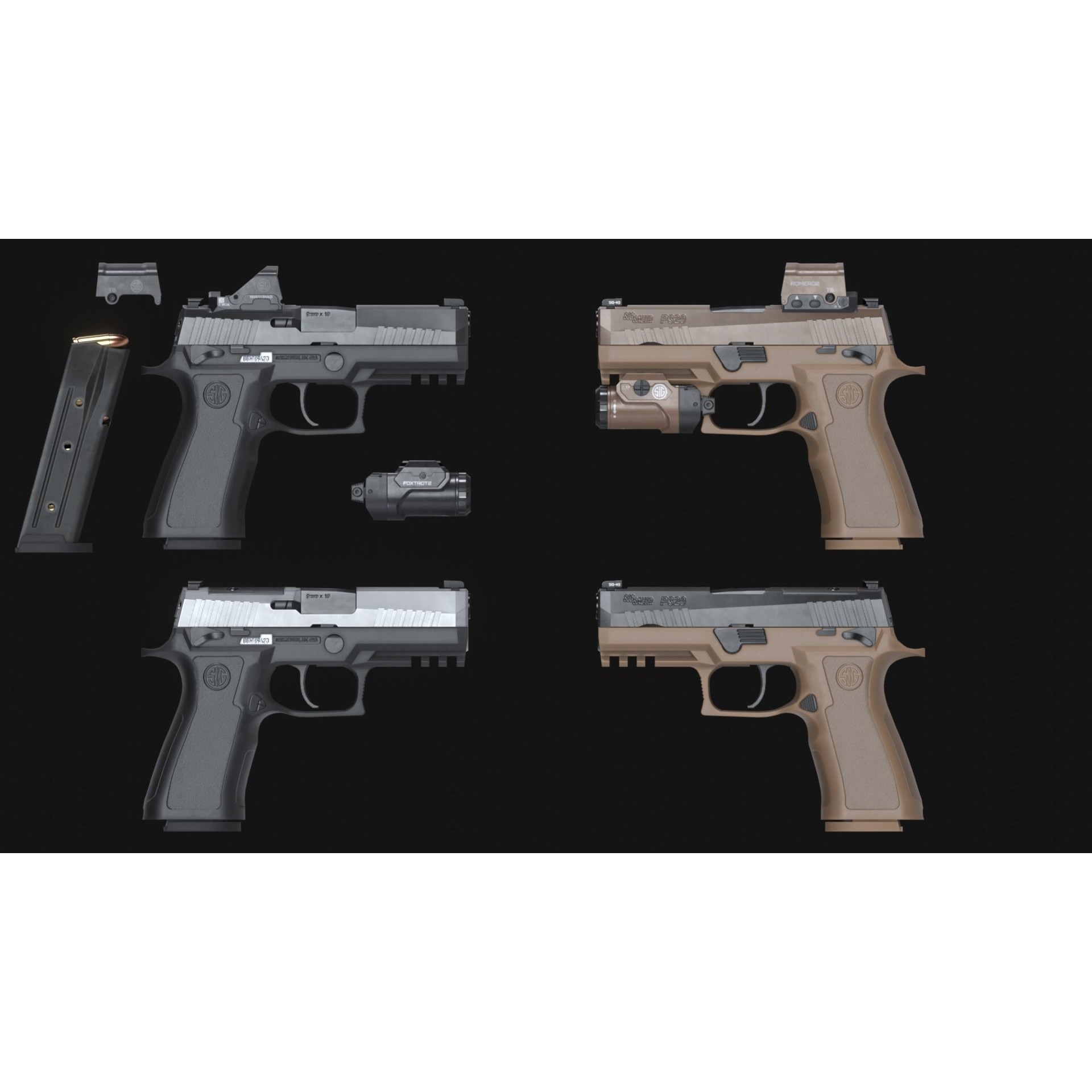 SIG Sauer P320 XCarry Pro - Low-Poly Game-Ready 3D Model - View 19