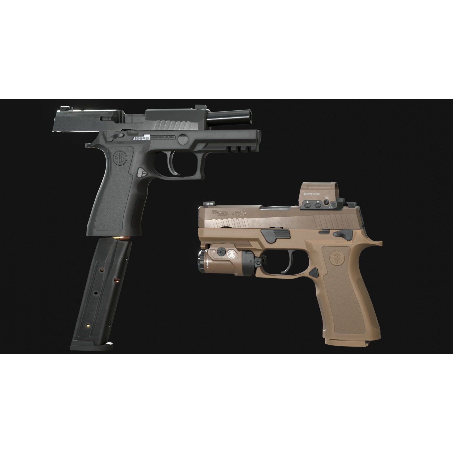 SIG Sauer P320 XCarry Pro - Low-Poly Game-Ready 3D Model - View 5