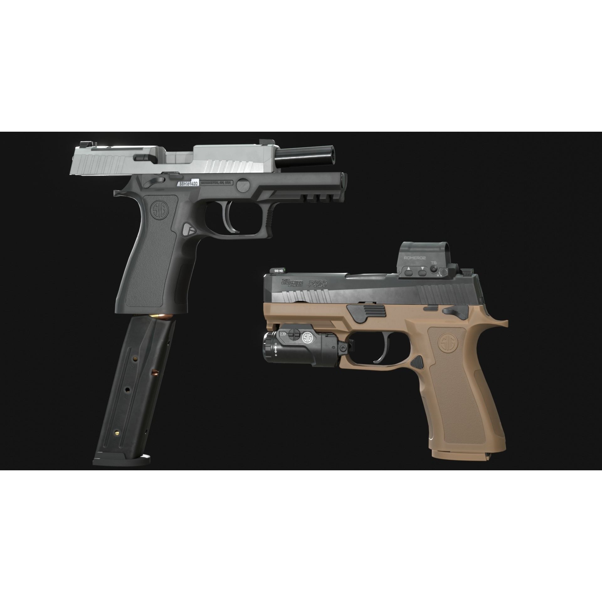 SIG Sauer P320 XCarry Pro - Low-Poly Game-Ready 3D Model - View 6