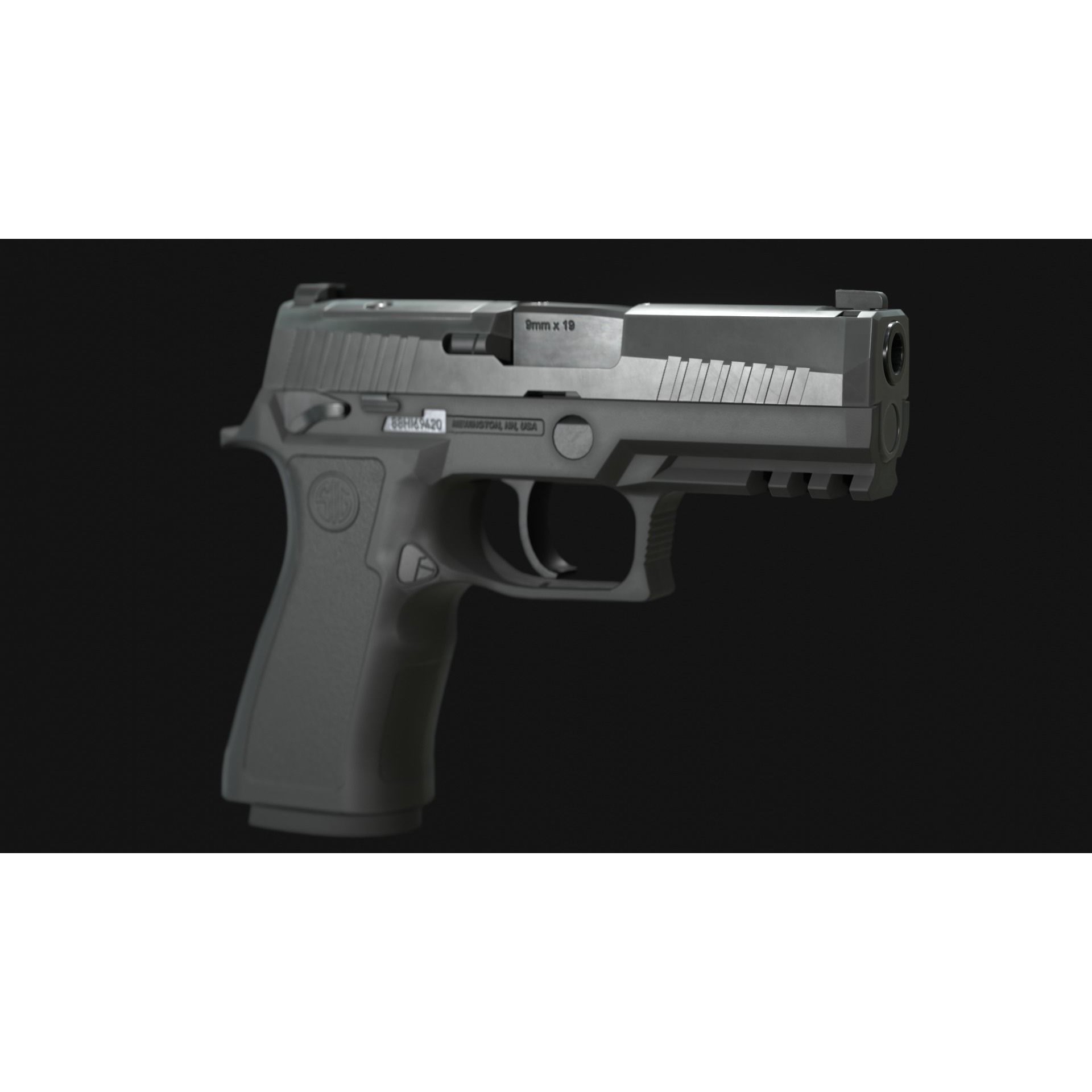 SIG Sauer P320 XCarry Pro - Low-Poly Game-Ready 3D Model - View 7