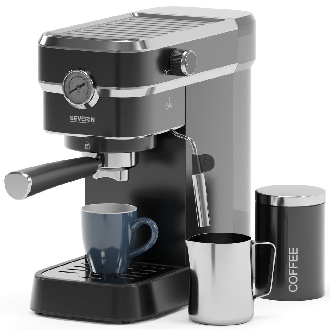 SEVERIN Espresso Coffee Machine 3D Model – High Poly PBR Asset, OBJ/FBX - View 3